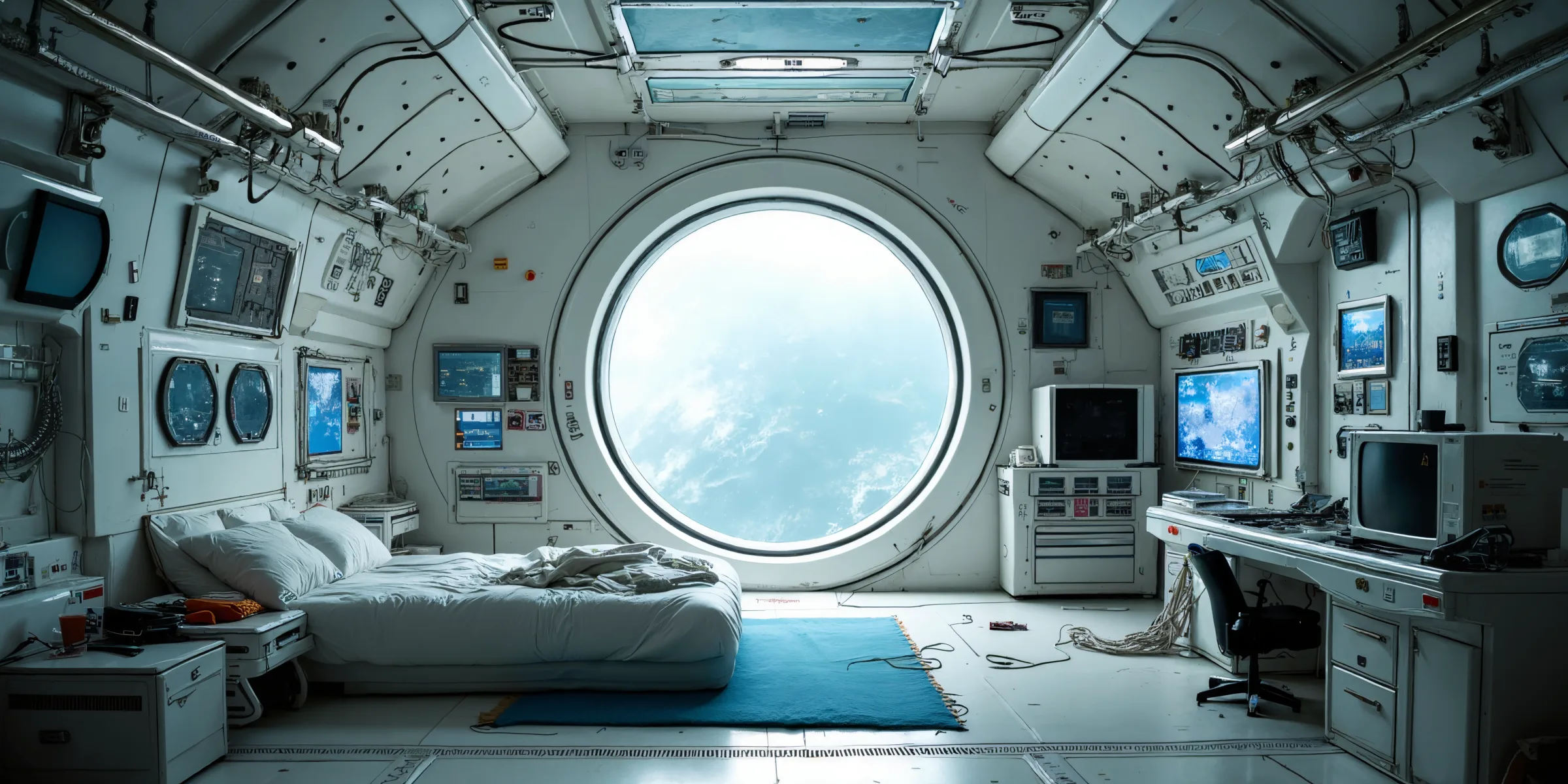 Space station interior generated from a written prompt