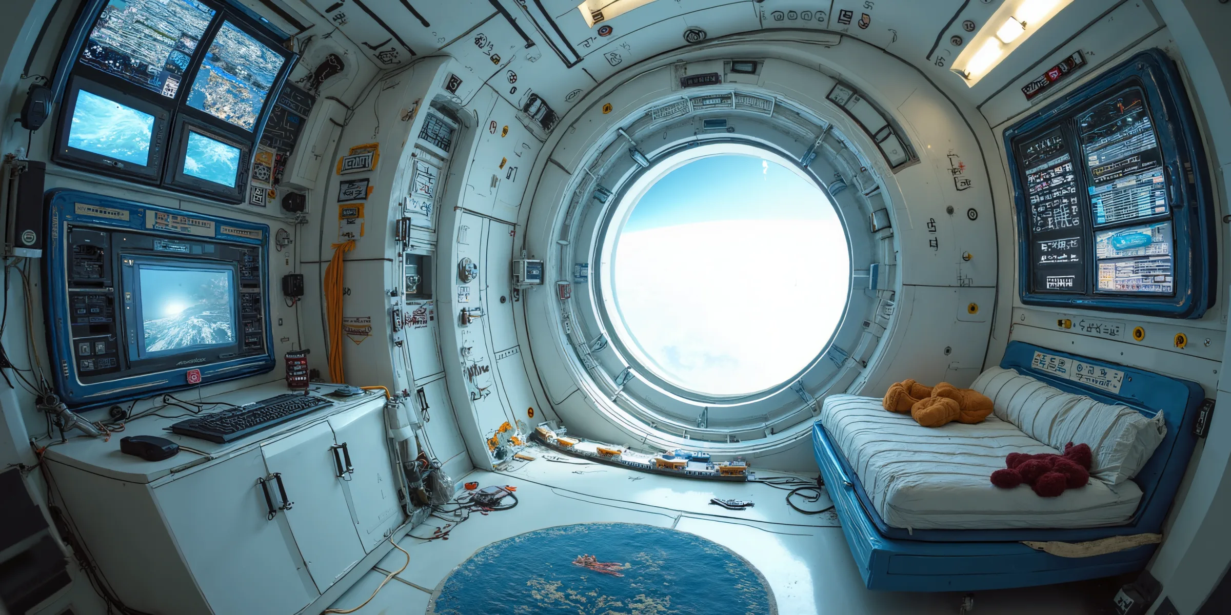 Space station interior generated from a written prompt