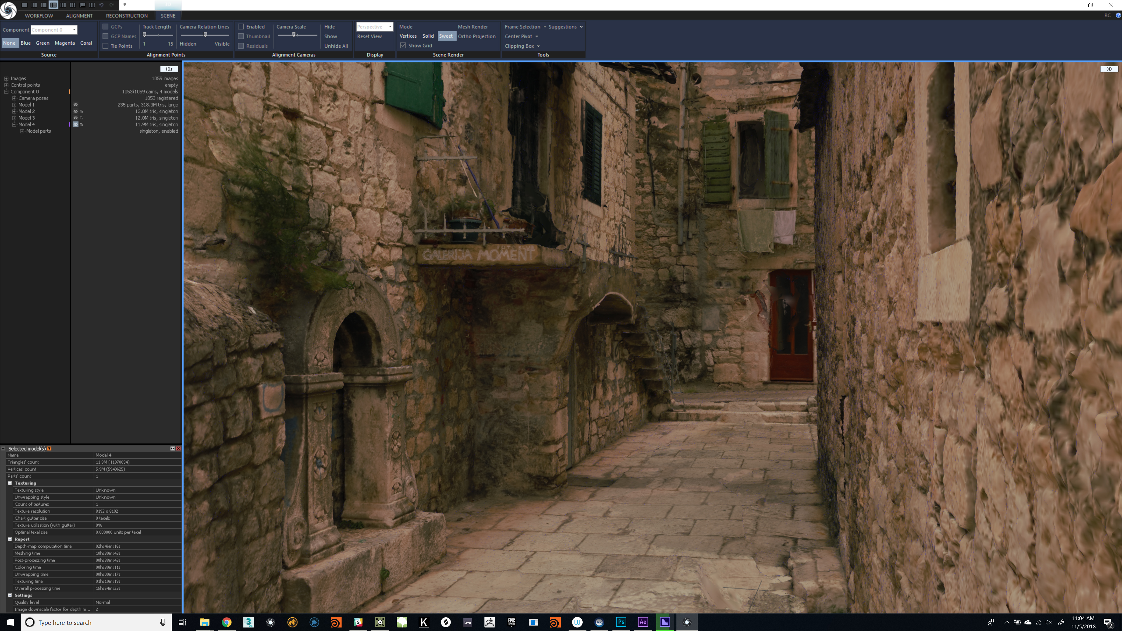 Reality Capture reconstruction of a stone alley