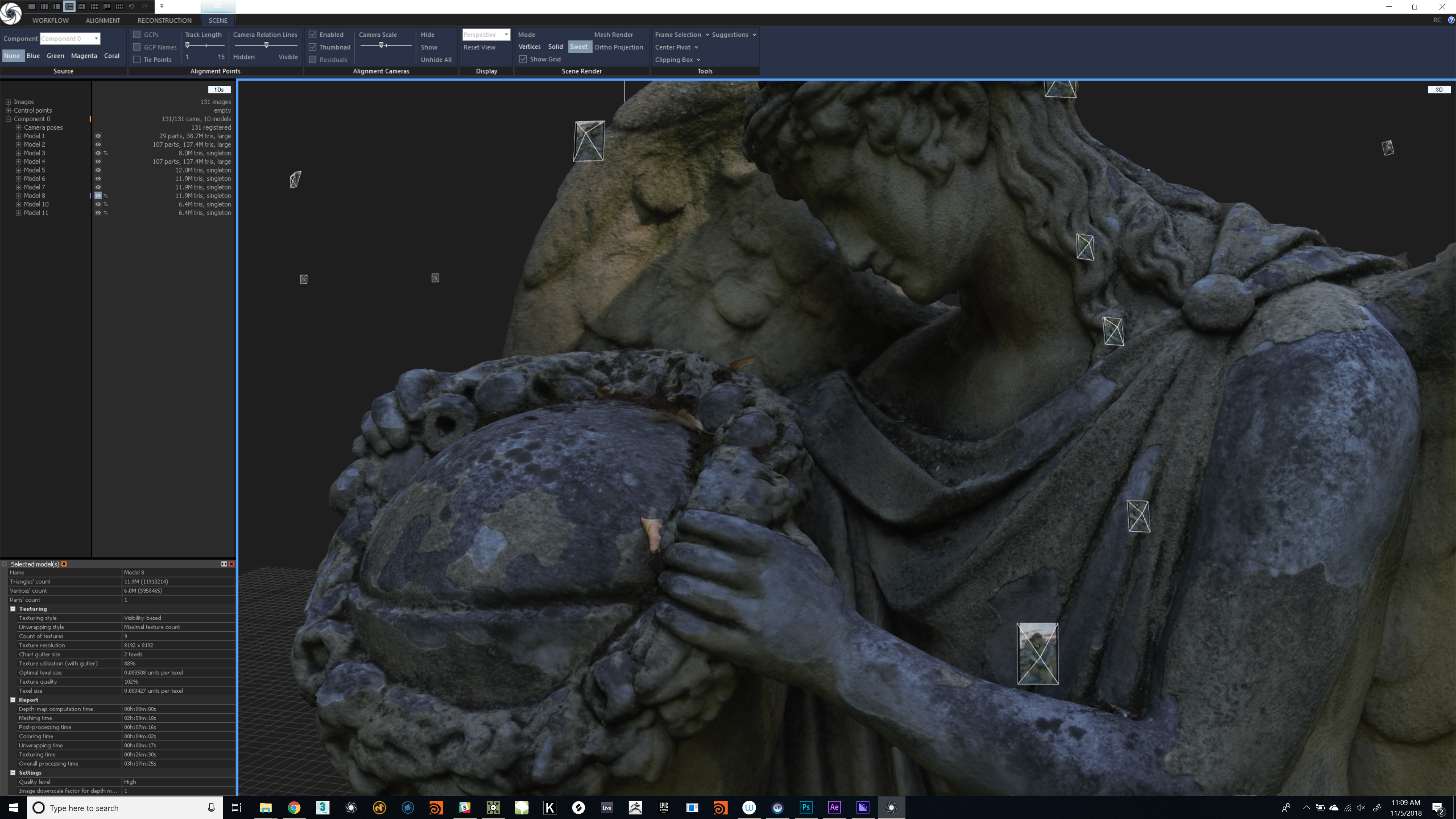 Reality Capture reconstruction of a gothic cemetery statue