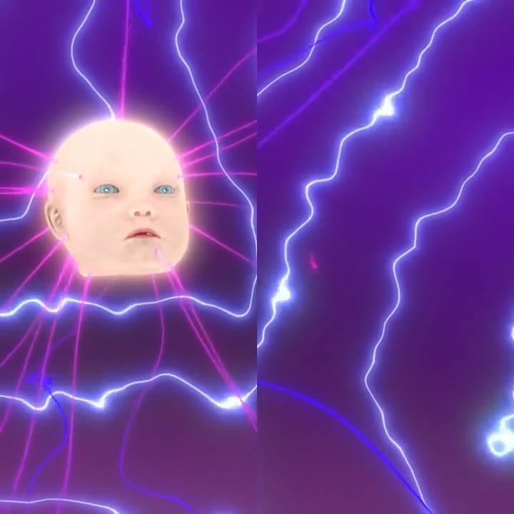 Laser-beam head over a lightning field