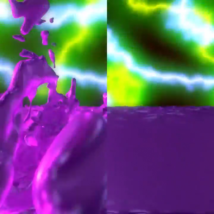 Electric green lightning and purple splash