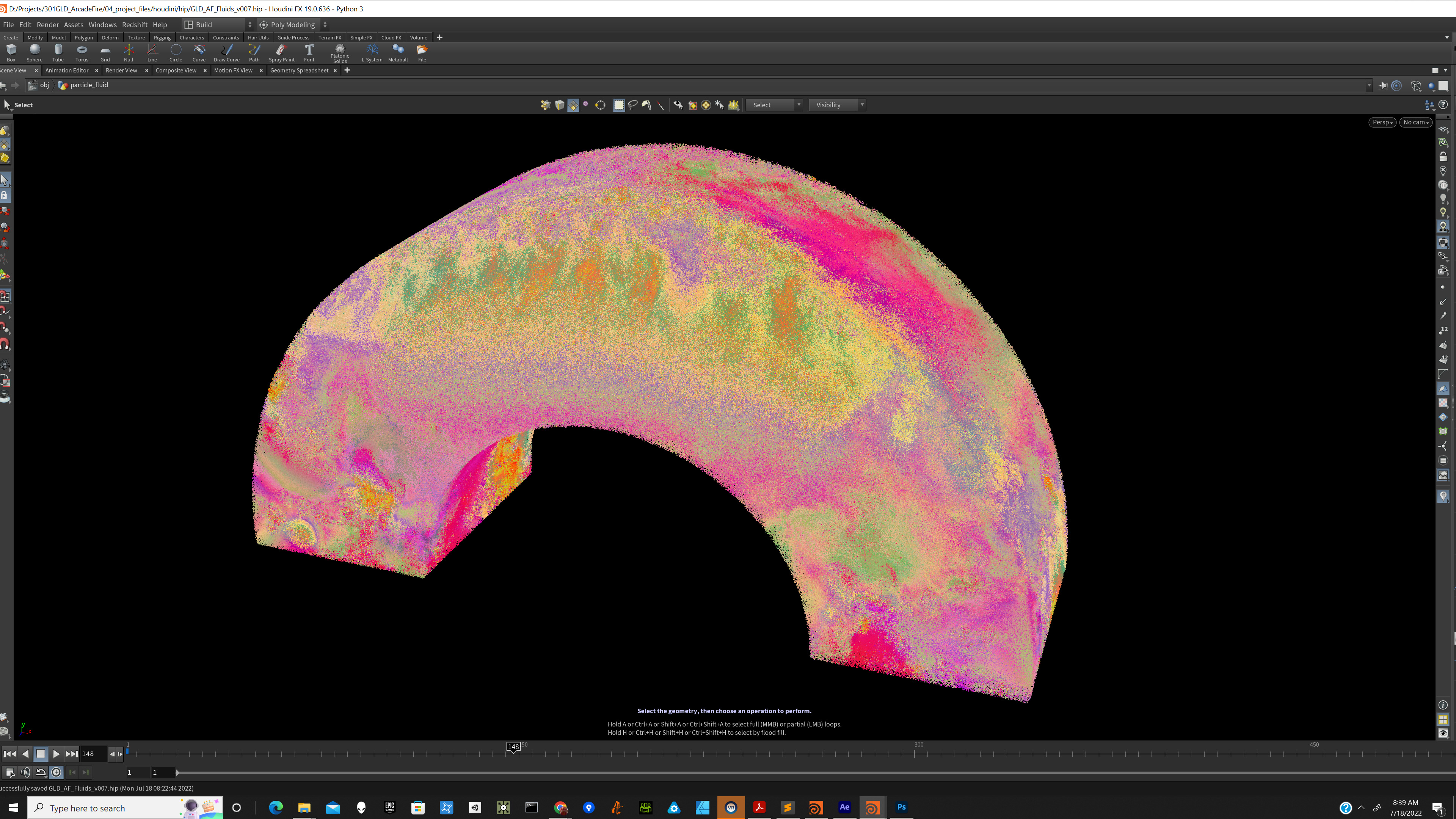 Houdini fluid particle simulation