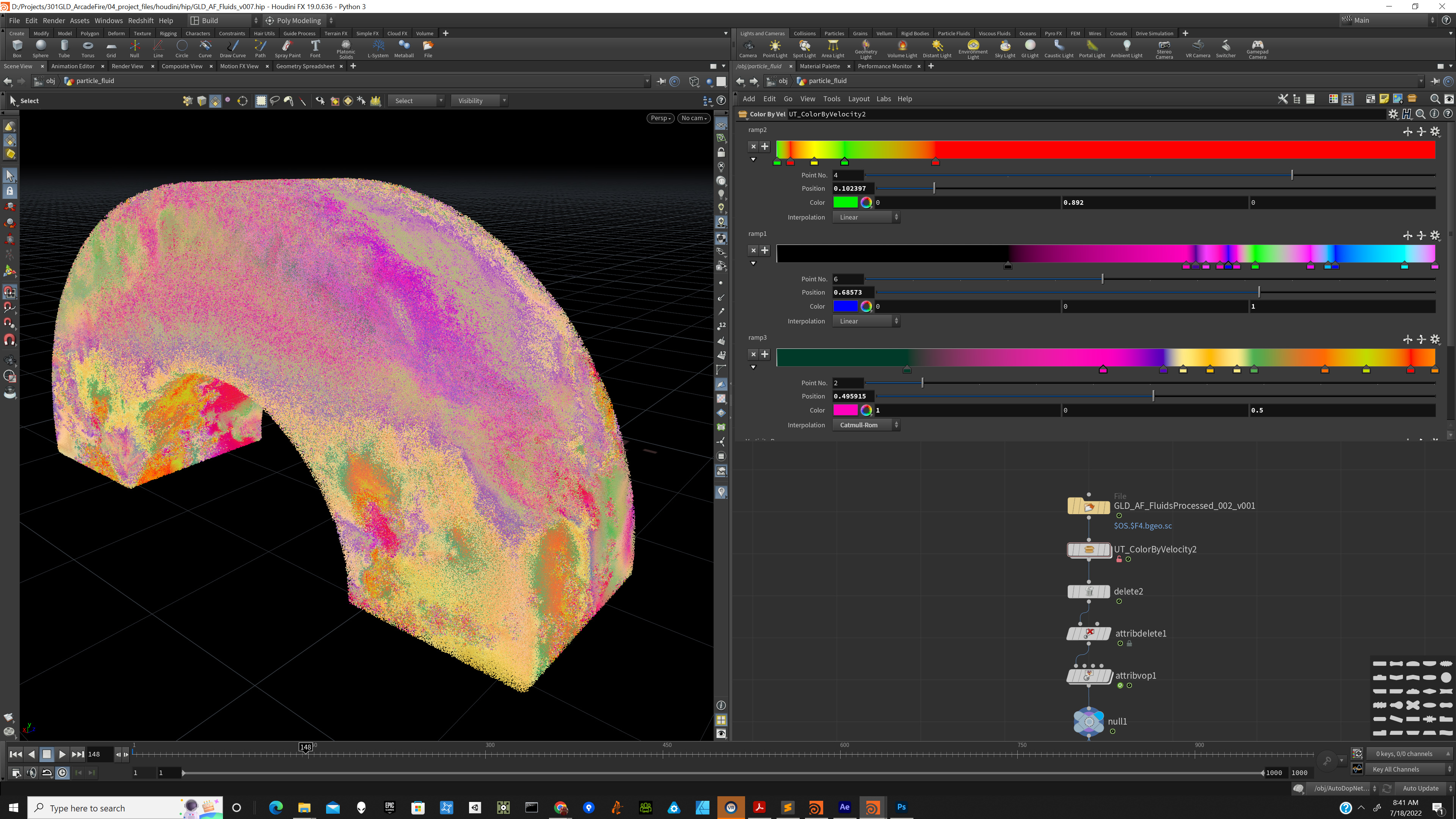 Houdini fluid particle simulation