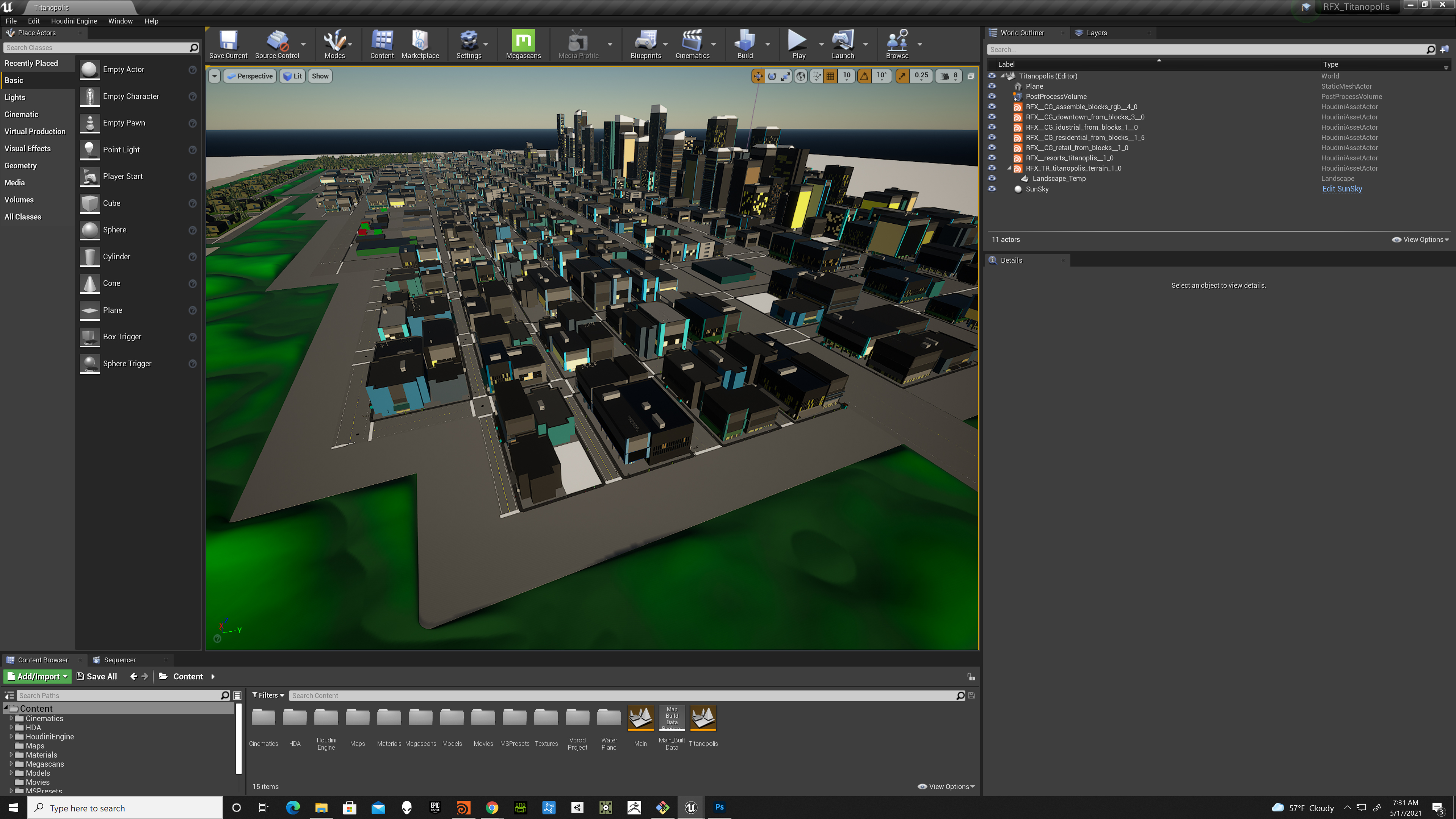 Titanopolis districts in Unreal Engine