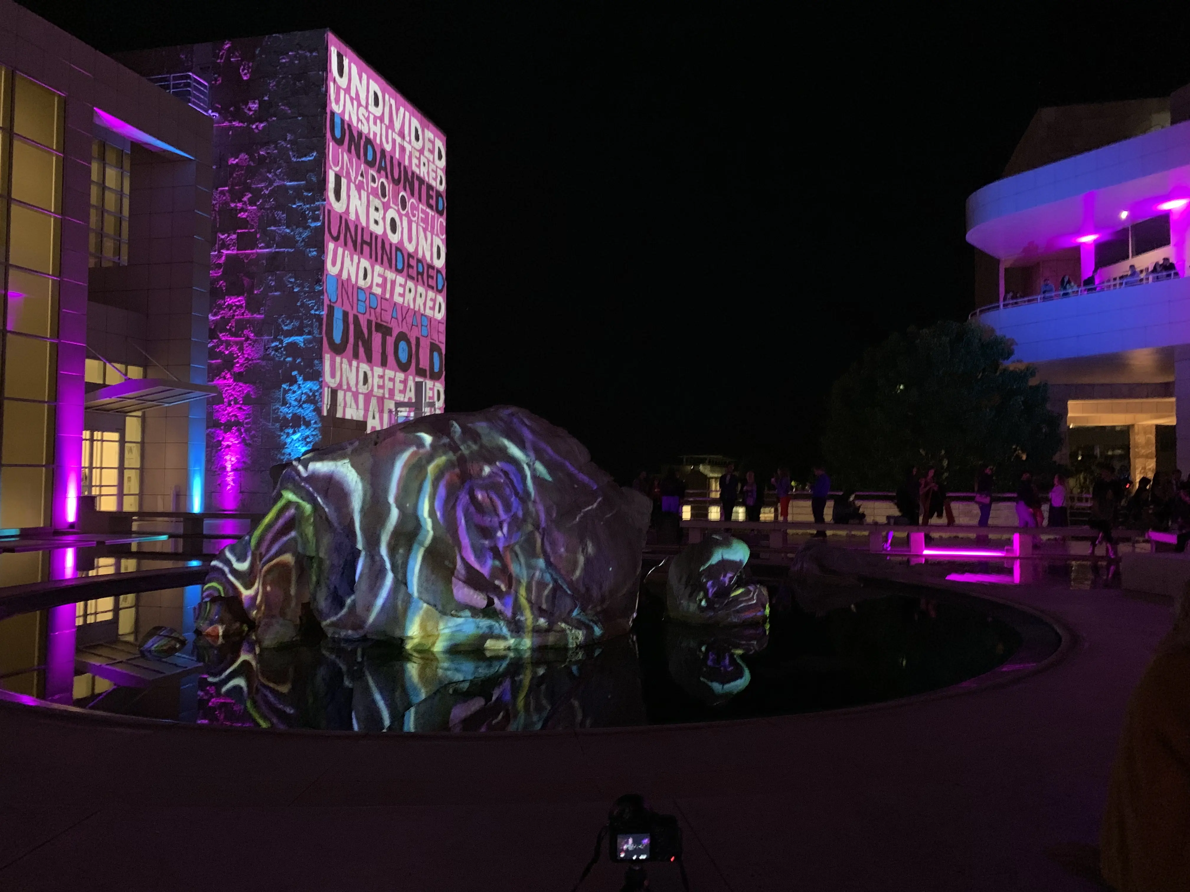 Projected imagery across the Getty facades