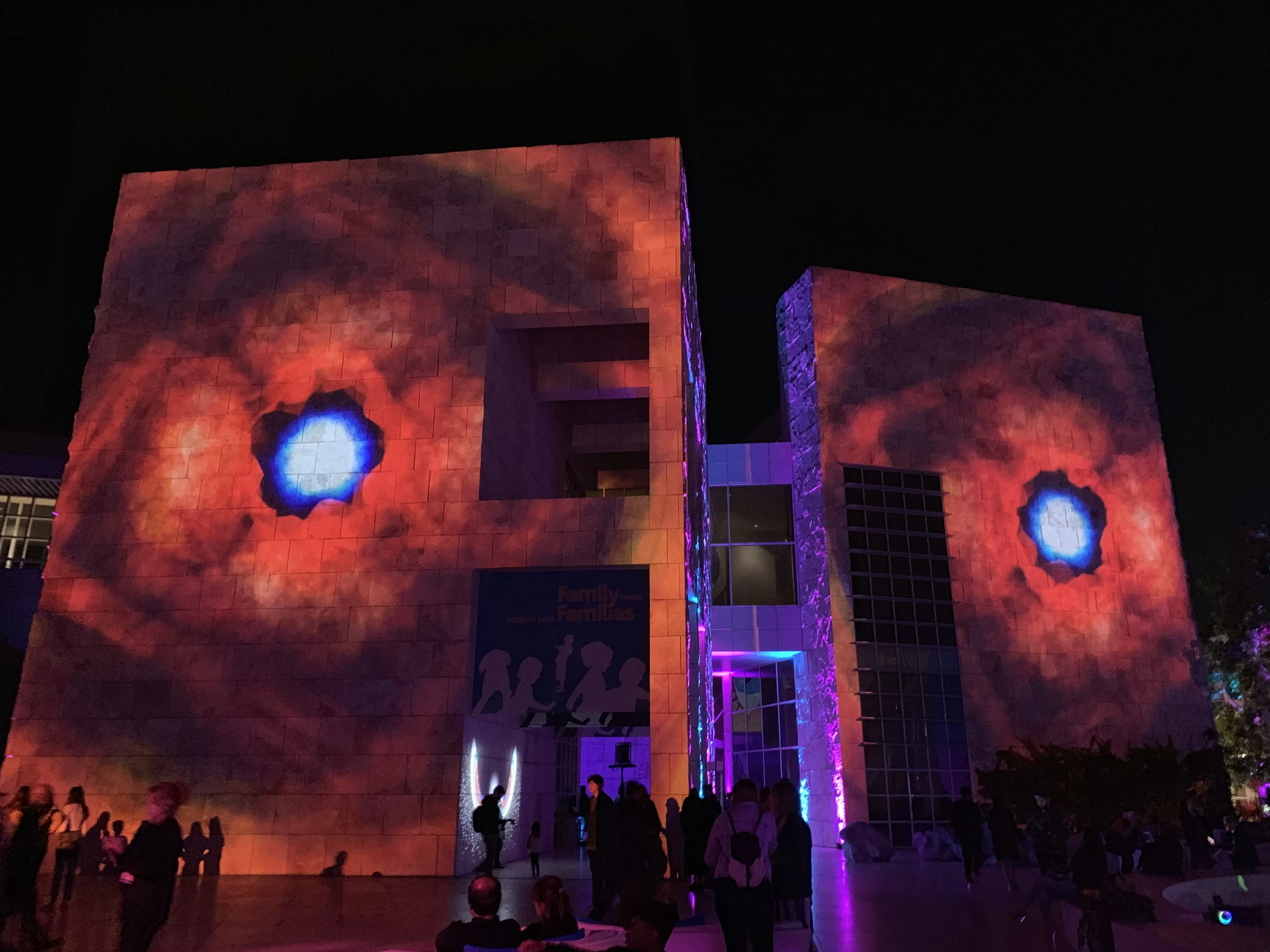Animated imagery across two facades