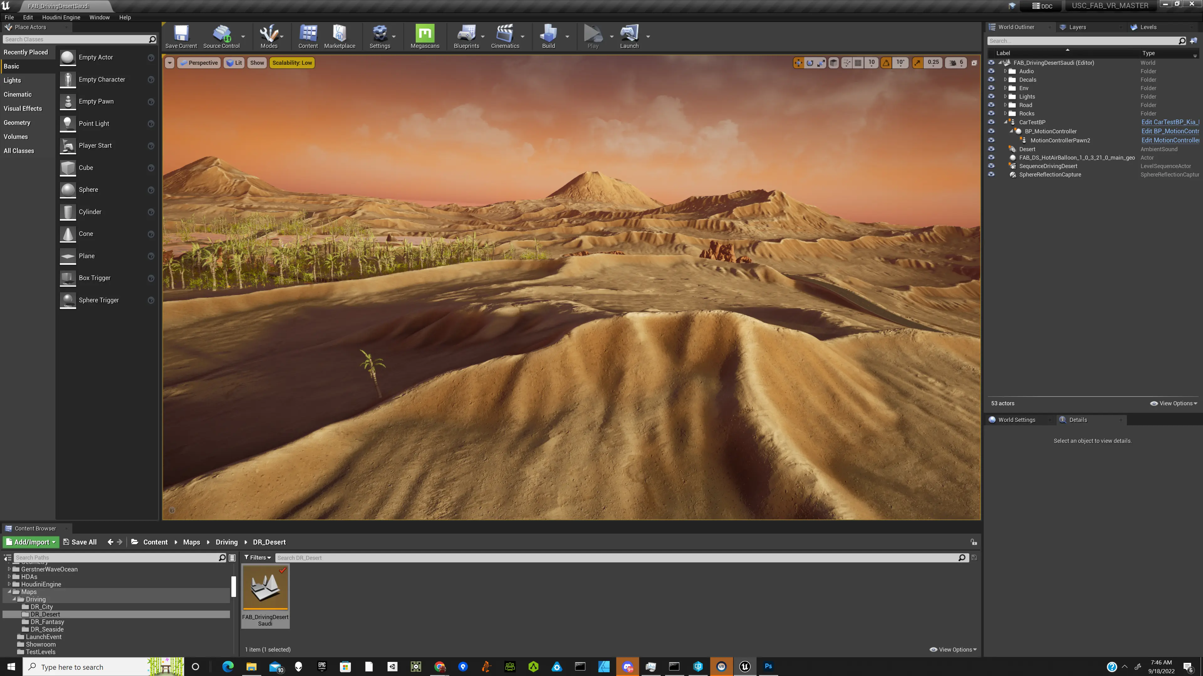 Procedural desert terrain in the Unreal editor
