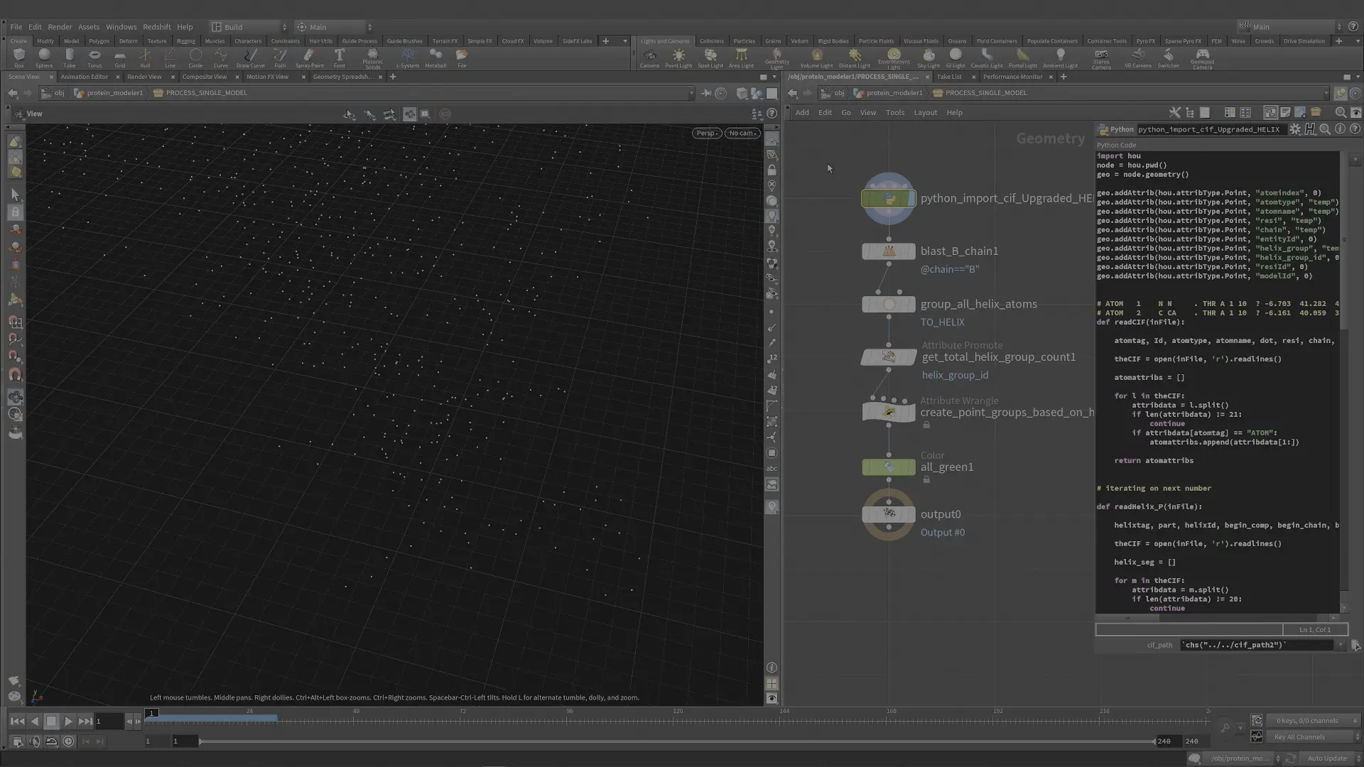Houdini procedural protein modeler