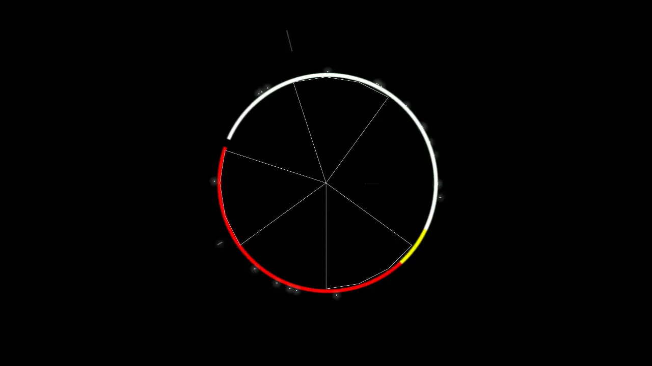 Segmented circle frame with fine linework
