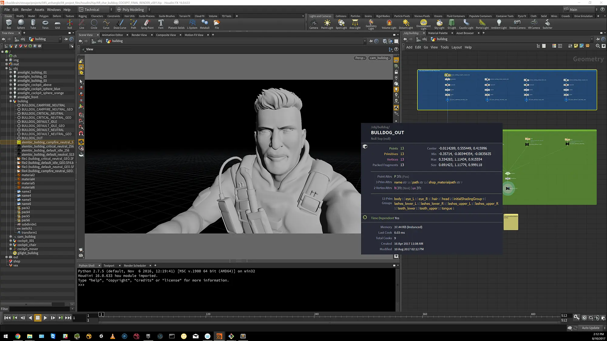 Cockpit hard-surface render in Houdini