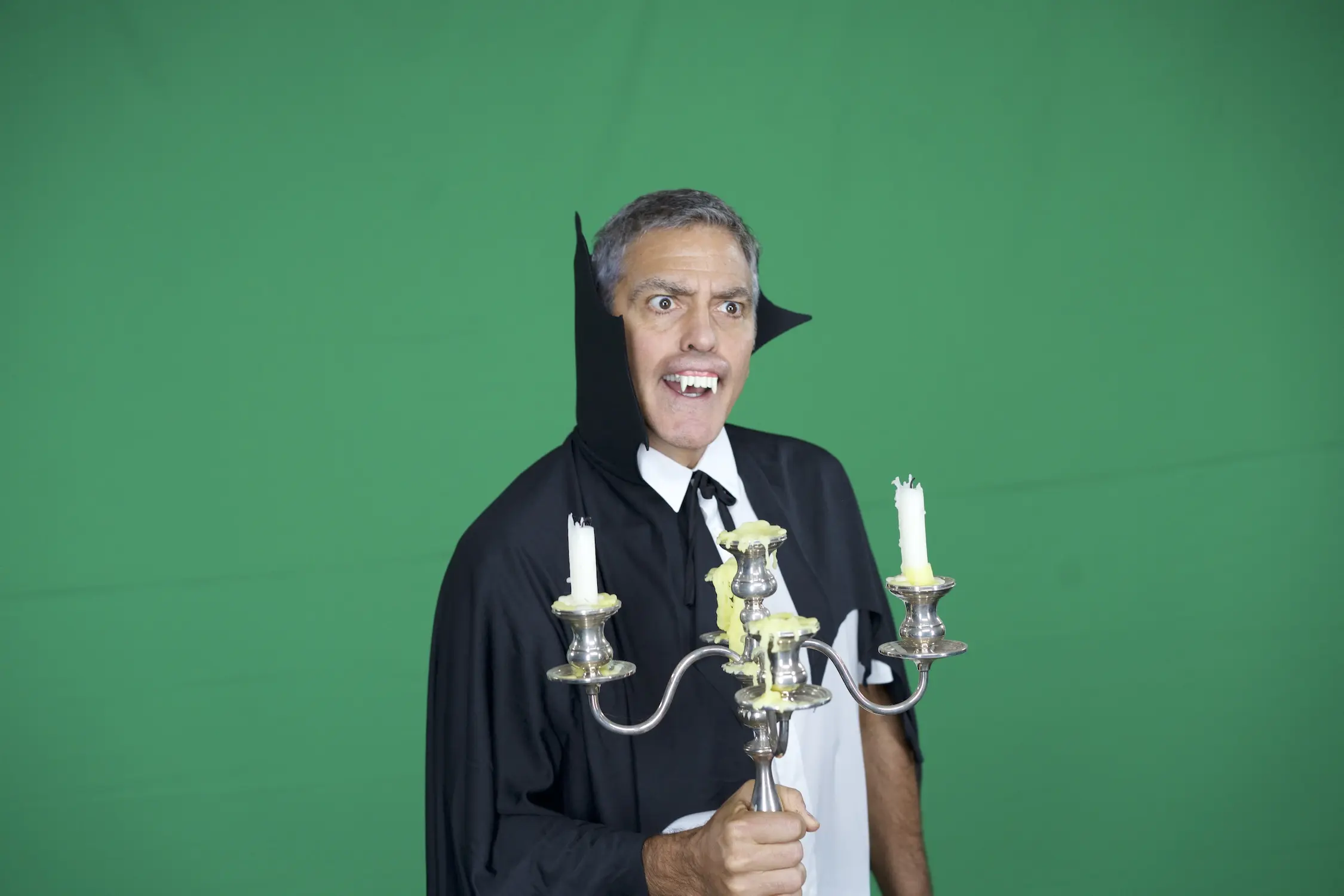 Vampire costume on the green-screen stage