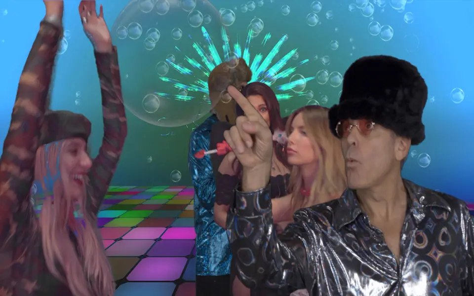 Guests composited into an animated scene