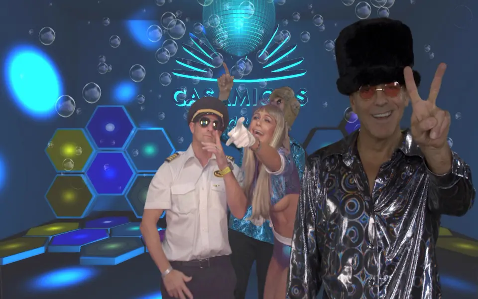 Guests composited onto a disco floor