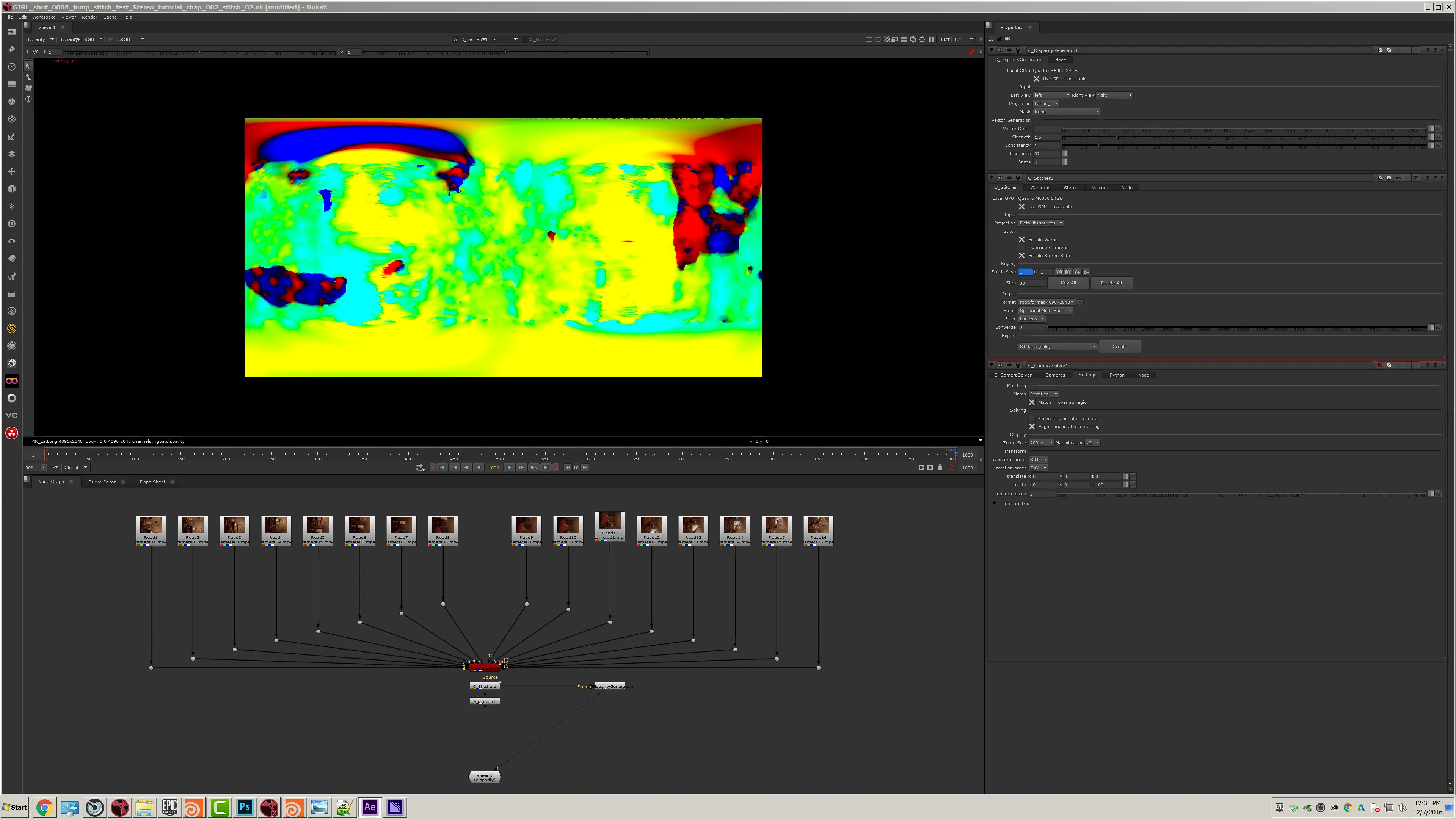 Disparity map generated from the sixteen-camera stitch in NukeX
