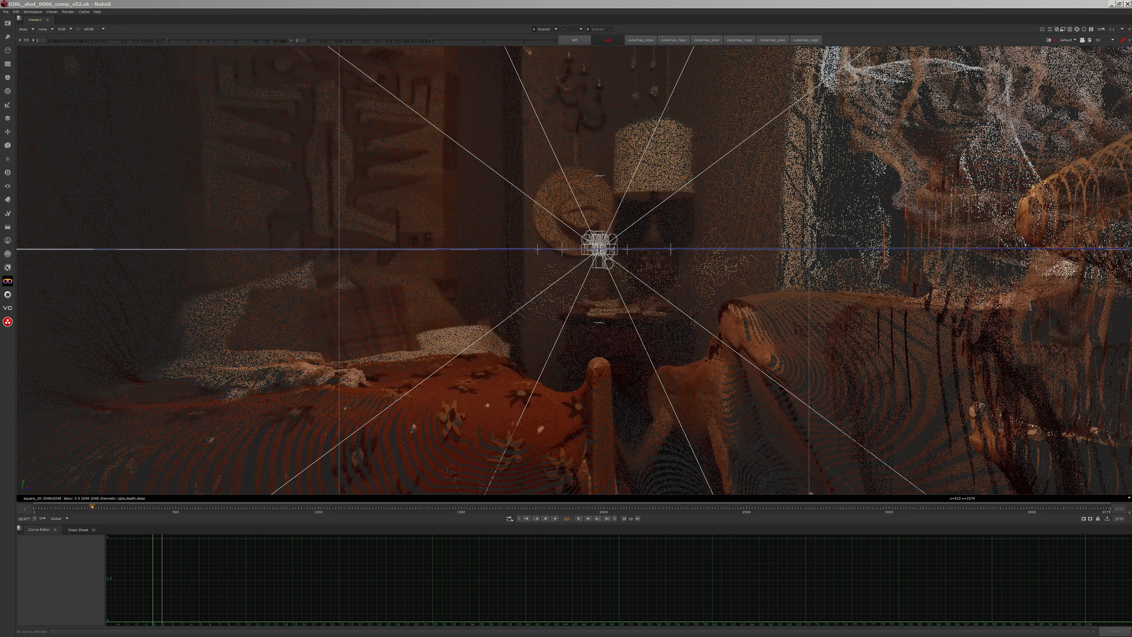Solved latlong frame with the sixteen-camera read graph below