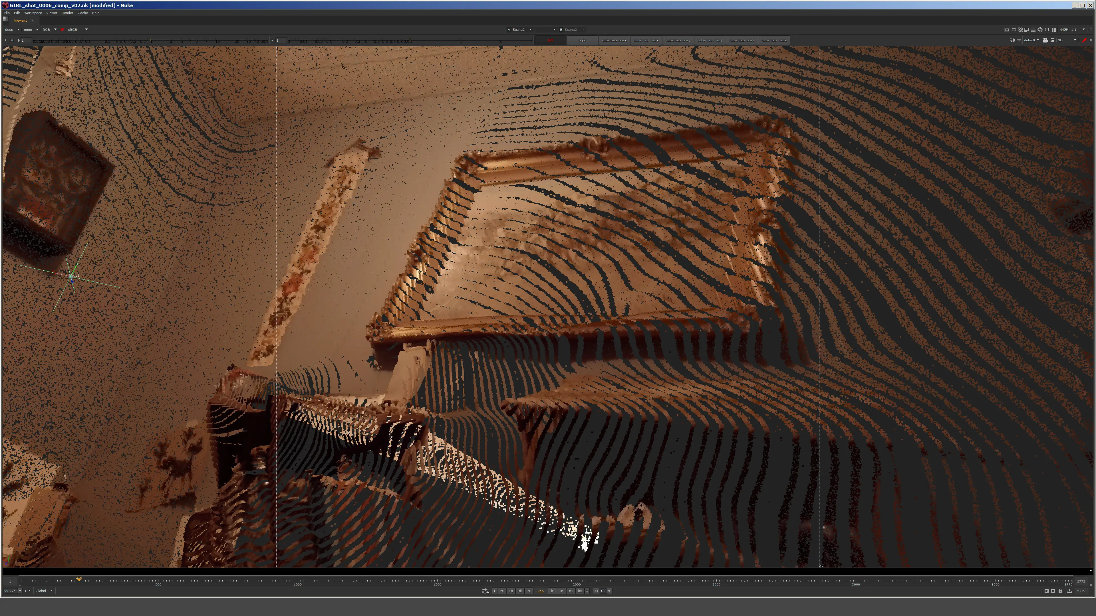 Point cloud of the bedroom with camera rig at its center