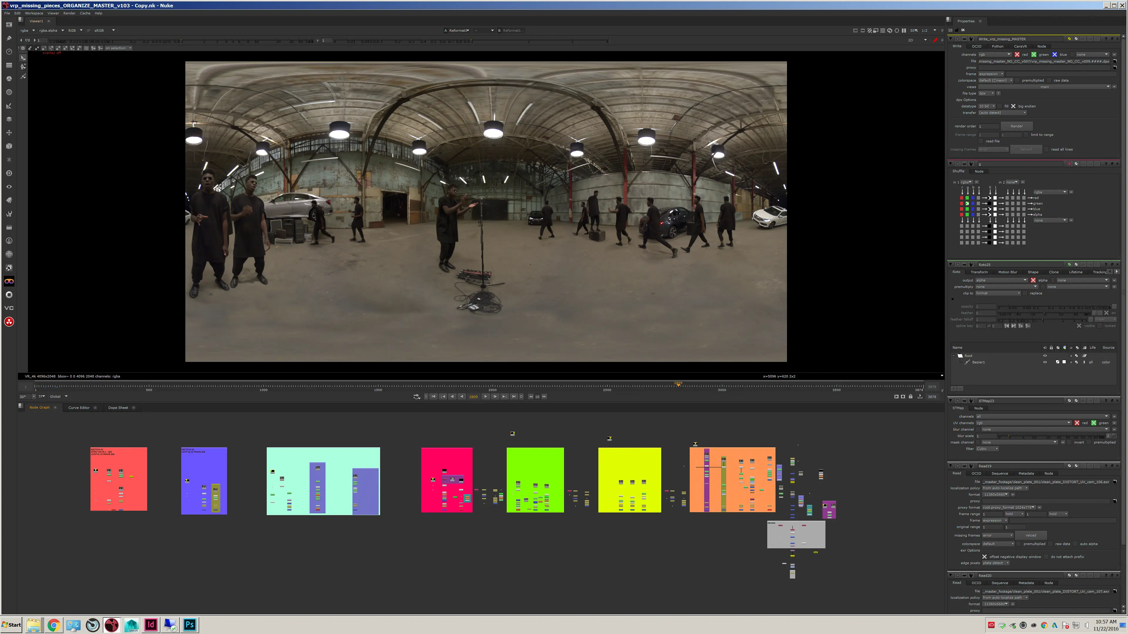 360 stitch reconstruction of the warehouse performance in Nuke