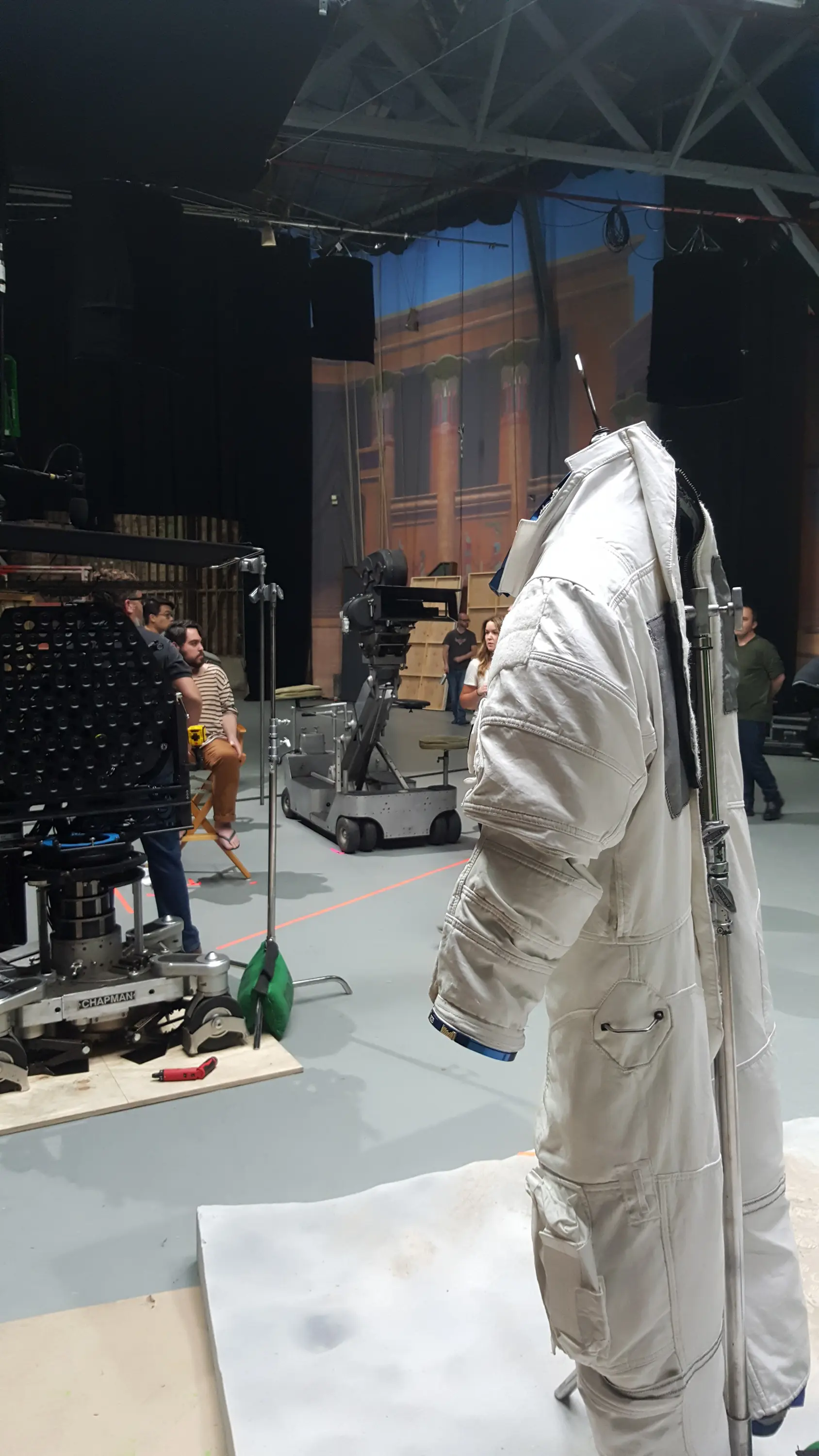 Behind the scenes on the moon set