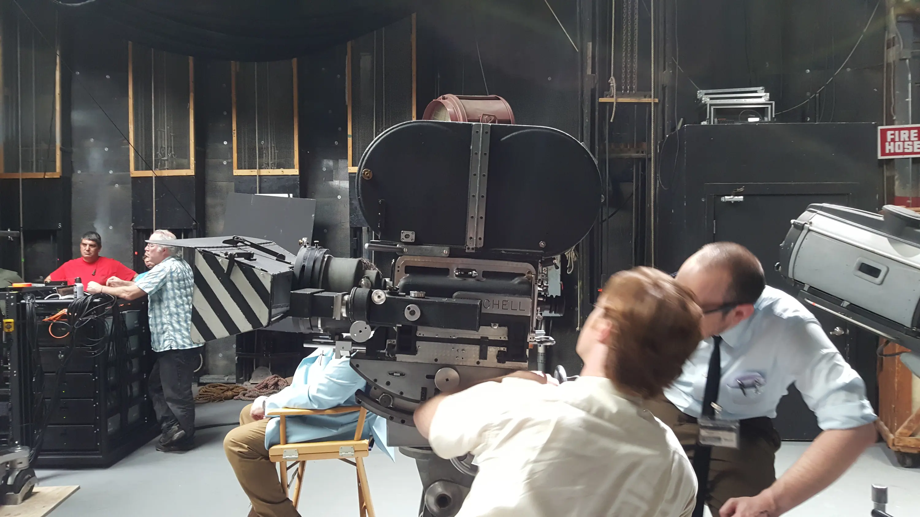 On the soundstage during the shoot