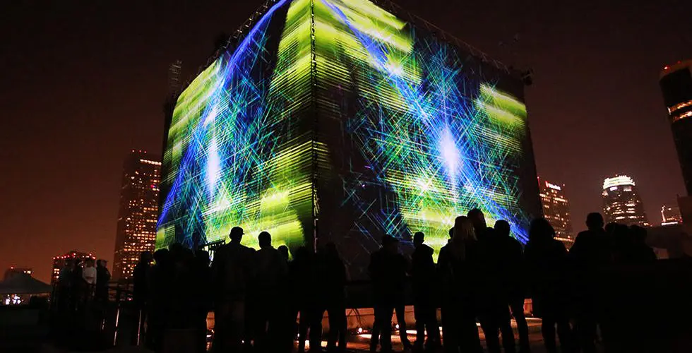 The Circuitry of Life cube photographed at the Red Bull at Night event