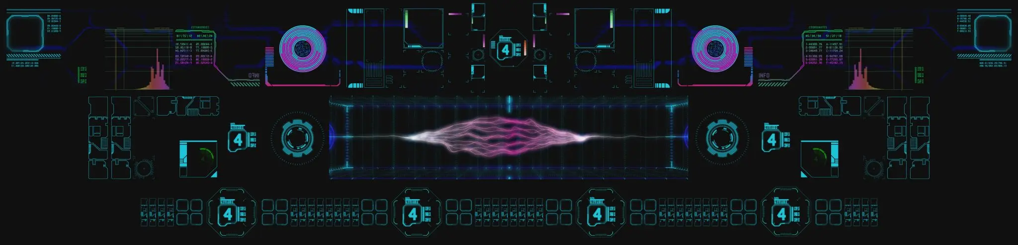 Ultra-wide HUD-style stage loop frame