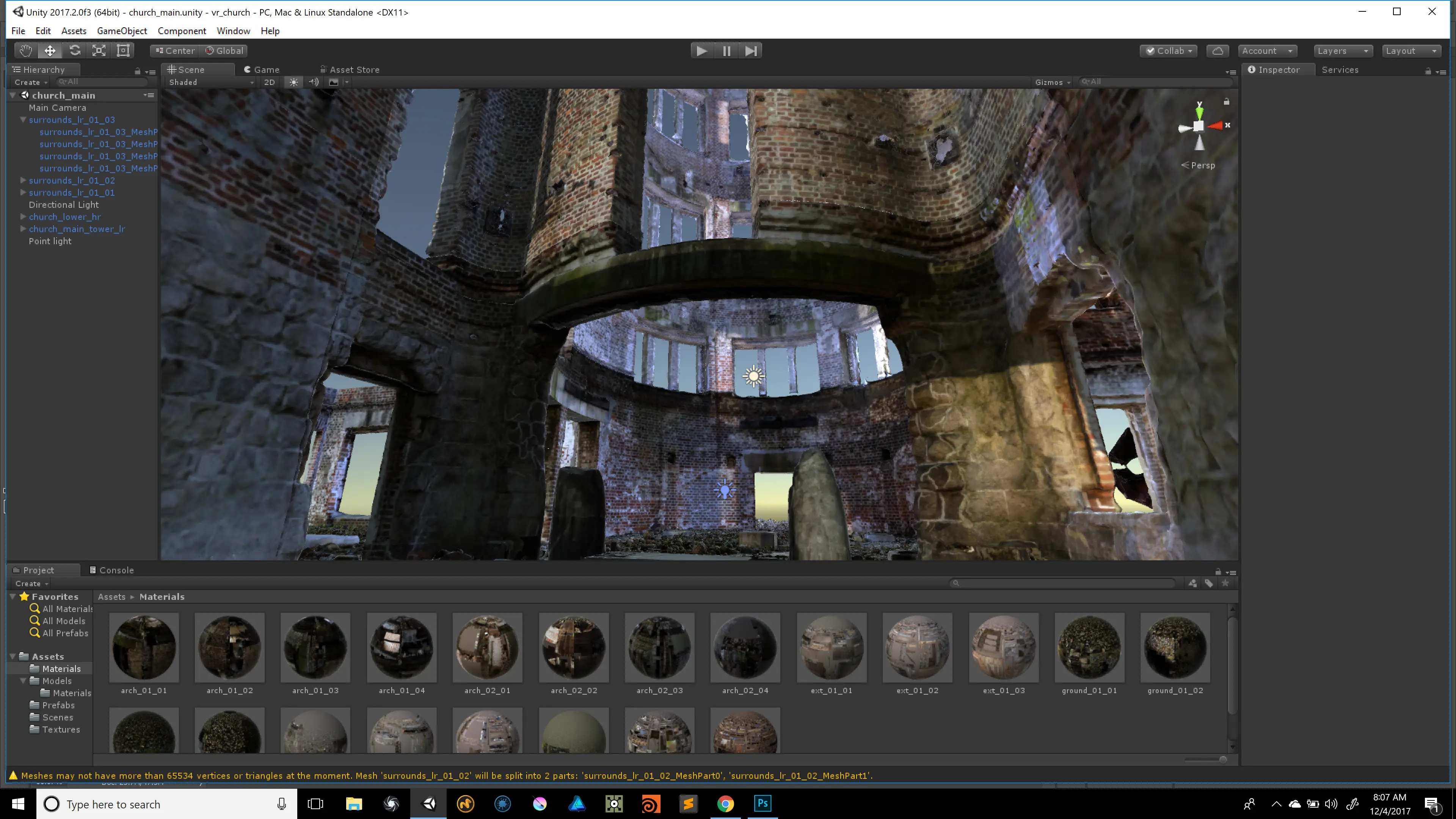 Photogrammetry scan of the ruined dome assembled in the game engine